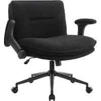 IWMH Chaise de bureau avec accoudoirs pliables, chaise de bureau à roulettes, siège pivotant en tailleur, fauteuil de lecture réglable en hauteur - tissu peluche - noir