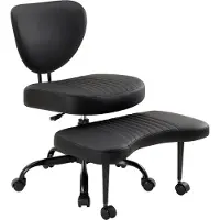 IWMH Chaise de bureau avec repose-pieds, chaise pivotante ADHS avec roulettes, Chaise ergonomique avec soutien lombaire et dossier - Noir