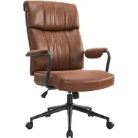 IWMH Fauteuil de direction en cuir PU, chaise de bureau ergonomique, chaise pivotante rétro avec soutien lombaire, chaise de bureau pour bureau, salle de travail, gaming - Marron