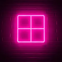 Kopper-24 Lumière LED NEON, luminaire mural décoratif, brique rose, env. 20,5 x 20,5 x 2 cm