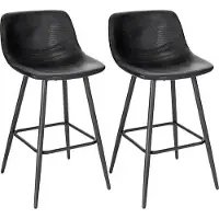 Dripio Tabouret de bar Hubertus - Avec dossier - Similicuir - Chaise de bar - Ergonomique - Hauteur d'assise 63cm - Noir - Lot de 2 - Cuisine et Bar