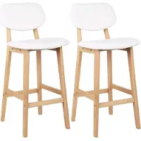 Dripio Vijay Tabouret de Bar - Set de 2 - Avec Dossier - Structure en Bois - Chaise de Bar Ergonomique - Cuisine - Blanc - Hauteur d'assise 65cm