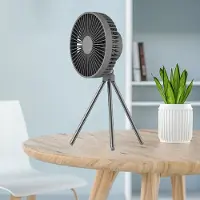 Generique Ventilateur électrique de bureau à 4 vitesses, ventilateur sur pied avec lumière LED, lampe de survie pour la sécurité en plein Air