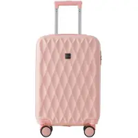 Aiorber Valise , 24 pouces, barres de traction télescopiques, poche en filet, avec 2 roulettes à frein, matériau ABS, sangles croisées, 43x27x66 cm, rose