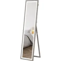 Youjia Miroir en pied 40 x 160 cm avec éclairage LED, 3 couleurs de lumière, miroir mural àtactile, miroir de sol pour chambre à coucher, salon, gris, 40 cm, 5 cm, 160 cm