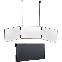 Aiorber Miroir cosmétique, avec crochet, miroir rabattable à 360 degrés, miroir de maquillage pliable, trois miroirs latéraux,pour le rasage et le maquillage, noir