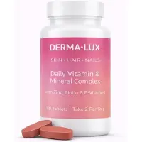GLOBAL D LTD DERMA LUX Peau • Cheveux • Ongles – 30 comprimés – Complexe vitaminé quotidien pour la beauté
