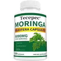 Tecepec Moringa Oleifera 6000 mg (120 gélules) Complément alimentaire, anti-âge, cœur, système immunitaire, santé physique, prostate, métabolisme, digestion
