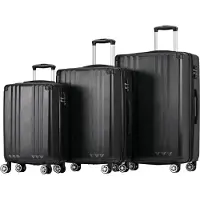 Aiorber Ensemble de valises,roues Spinner,grande capacité,barre télescopique Multilock,surface brossée,convient pour les voyages,voyages d'affaires,noir