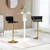 Aiorber Tabouret de bar, set de 2,pivotant à 360°, réglable en hauteur pivotant,conception du dossier creux,velours, doux et confortable, chaises de cuisine,pour salle à manger, cafés, noir