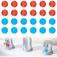OEM Lot de 24 autocollants pour robinets d'eau chaude et froide en résine époxy, rouges et bleus, diamètre 10 mm, pour la cuisine et la salle de bain