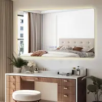 Aiorber Miroir de salle de bain rectangulaire à LED, intensité réglable avec fonction tactile et mémoire, 3 couleurs de lumière, anti-buée, miroir mural éclairé 60 x 120 cm – Blanc chaud