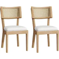 Aiorber 2 chaises de salle à manger en bois massif avec dossier en rotin, coussin en velours, modernes et confortables, couleur bois