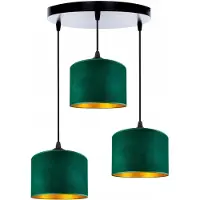 FKL DESIGN Home Deco Plafonnier Vert Lampe Lampe en velours Vintage Moderne E27 Lampe de designer 3-flamme N230-ER3 (Vert)