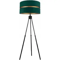 FKL DESIGN Home Deco Lampadaire Salon Vert foncé-Or Lampadaire Trépied Design Moderne E27 de la série N340 (N340-GG)