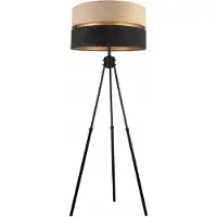 FKL DESIGN Home Deco Lampadaire Salon Beige-Noir-Doré Lampadaire Trépied Design Moderne E27 de la série N340 (N340-BS)