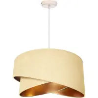 FKL DESIGN Home Deco Lampe à suspendre Abat-jour en velours écru Lampe de salle à manger, salon, cuisine de la série N131 (N131-E)