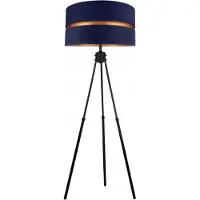 FKL DESIGN Home Deco Lampadaire Salon Bleu foncé-Or Lampadaire Trépied Design Moderne E27 de la série N340 (N340-DBDB)