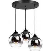 FKL DESIGN Home Deco Plafonnier Suspension Boule Noir Cuivre Transparent
