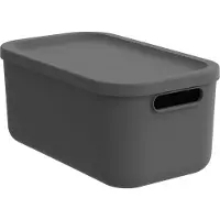 Rotho Boîte de rangement Albula 12L anthracite empilable plastique design