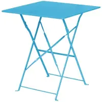 Bolero Table carrée en acier, style trottoir, Perth, bleu azur, 600 x 600 x 710 mm