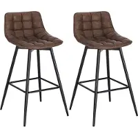 OEM Tabouret de bar Happyment Maro Industrial – Marron – Tabouret de bar – Chaise de cuisine – Chaise de bar avec dossier – Simili cuir – Lot de 2