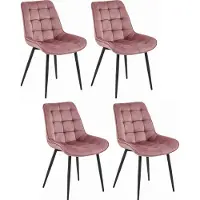 Extreme Furniture Chaise Komodee BARDI - 4 Pieces - ROSE FONCÉ Tapisser en velours 60 x 54 x 88 cm