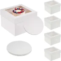 Relaxdays Boîte à gâteau, Boîte à gâteau, Blanc, Transparent