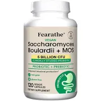 Fearathe Saccharomyces boulardii + Mos (120 gélules) Complément alimentaire, intestin, santé intestinale, digestion, système digestif, estomac, système immunitaire