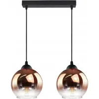 FKL DESIGN Home Deco Plafonnier Suspension Boule Noir Cuivre Transparent