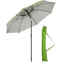 OEM Parasol de plage résistant au vent avec protection UV - Mécanisme rotatif - Piquet - Ombre sur la plage - Vacances à la mer
