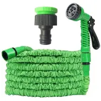 OEM Tuyau d'arrosage extensible de 15 mètres – Flexible, extensible jusqu'à 3 fois, tête de pulvérisation réglable sur 8 positions, raccords de 1,27 cm / 1,9 cm