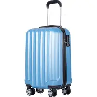 OEM Valise XL-L-M à double roulettes, coque rigide en plastique, bleu glacier