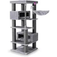 OEM Grande structure d'escalade pour chats XXL - Structure robuste composée de troncs de bois de 190 cm de long - Arbre à chat gris