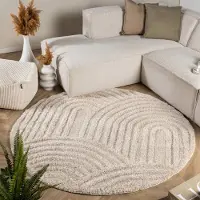 FRAAI Tapis rond scandinave | Lova Arches Beige | Ø 160cm | Beige | Rond | Tapis