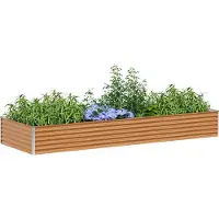 vidaXL Lit surélevé brun clair 290 x 100 x 36 cm Acier galvanisé