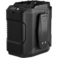 OEM VHV - Ventilateur de table - Ventilateur mains libres pour le camping, le jardinage et l'atelier - avec batterie de 6000 mAh, clip et lampe de poche LED - noir, ABS, 8,6 x 7,7 x 9,8 cm