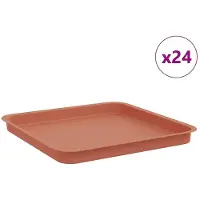 vidaXL Plateau à fleurs carré, 24 pièces, rouge brique, 36 x 36 x 2,5 cm