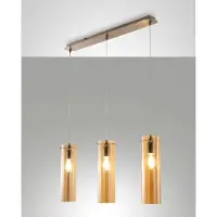 FABAS LUCE Suspension Sintesi En Métal Et Verre Soufflé Ambré, 3 Douilles E27, Design Moderne Et Élégant Pour Éclairage Intérieur Ip20