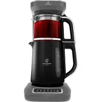 Karaca Caysever Robotea Pro 4 en 1 bouilloire à thé automatique parlante et machine à café filtre, 2500W, Space Grey