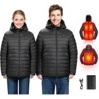 Vevor Veste Chauffante Homme avec Batterie 7,4 V, Manteau Électrique Softshell, Coupe-vent et Léger, avec 6 Zones de Chauffage, 3 Niveaux de Chaleur, pour Randonnée, Camping, Hiver, Ski, Cyclisme, XL