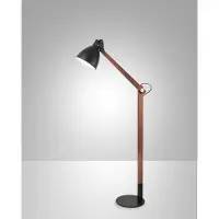 FABAS LUCE Lampadaire Sveva En Métal Et Bois De Noyer, Hauteur Réglable Jusqu'À 180 Cm, Douille E27, Design Moderne Et Élégant Pour L'Éclairage Intérieur