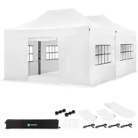 Vonroc Tente de réception 6x4,5 m blanche – 2 tonnelles pliantes avec parois, kit de connexion, étanche & UV 50+ |