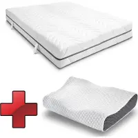 Sleezzze matelas viscoélastique 7 zones Sleezzz Smart 140 x 200 cm, hauteur 18 cm, degré de fermeté H3 avec mousse à mémoire de forme Air + oreiller gel Sleezzz Premium