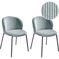 Beliani Ensemble de 2 chaises de salle à manger bleu clair rembourrage en velours côtelé dossier arrondi salle à manger moderne style rétro