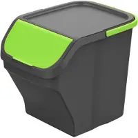 Mondex Seau Stack N Sort Gris 25l Avec Couvercle Vert