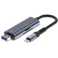 Tech-Protect UltraBoost Lecteur de cartes SD / micro SD avec connecteur Lightning / USB-A - gris (Lightning, USB 3.0), Lecteur de carte mémoire, Gris
