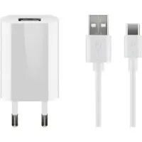 Goobay 45300 Kit de charge USB-C (5 W), blanc, 1 m - Adaptateur secteur avec câble USB-C, 1 m, blanc
