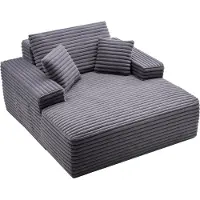 Vevor Chaise longue relax 124 cm, canapé-lit rembourré avec coussins décoratifs & accoudoirs, canapé-lit avec assise profonde pour salon chambre à coucher, fauteuil lounge en éponge très élastique