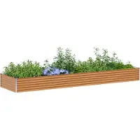 vidaXL Lit surélevé brun clair 390 x 100 x 36 cm Acier galvanisé